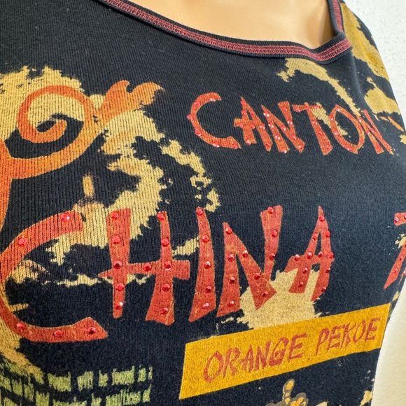 Women's Sissi Couture Black Orange Long Sleeve T-Shirt Size L - Picture 3 of 6